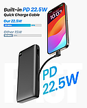 SOARAISE 26800 мАг Power Bank Швидка зарядка 22,5 Вт з вбудованими 2 кабелями та 3 виходами, фото 4