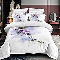 Комплект постільної білизни Євро KOLOCO бавовна (38612) Бузкові квіти