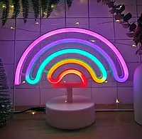 Неоновый светодиодный светильник USB/3хАА для интерьера Decoration Lamp Rainbow Радуга Разноцветный 19x23см