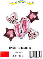 Набір фольгованих куль Baby girl, 5 шт.