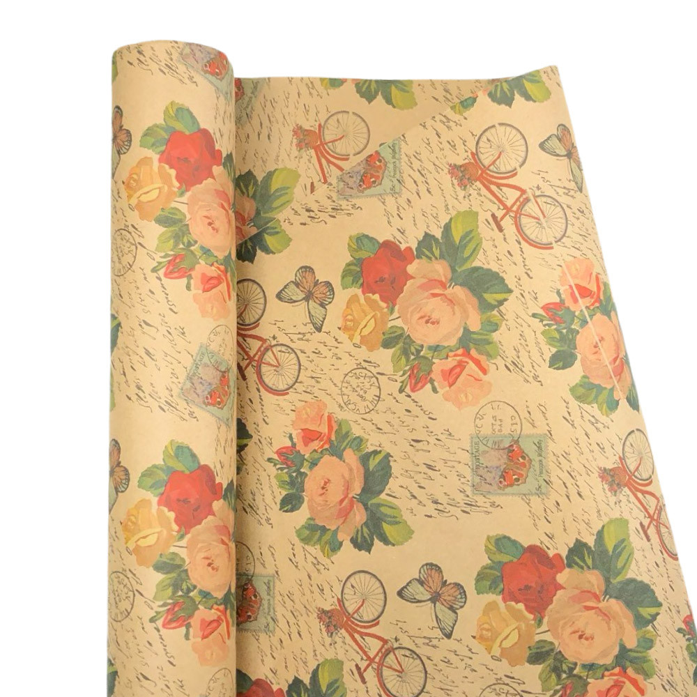 Подарунковий папір (540) малюнок на крафті (двосторонній), фото 1