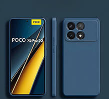 Силіконовий чохол для Poco X6 Pro 5g синій матовий з мікрофіброю