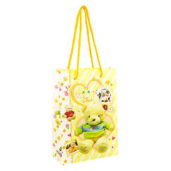 Сумочка подарункова пластикова з ручками Gift bag М'які іграшки 17х12х5.5 см Жовтий (27325) BS, код: 7750647