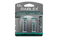 Аккумуляторная батарейка HR6 AA (пальчик) NI-MH RABLEX 2700mAh блистер (2 батарейки) ld