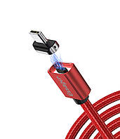 Магнитный кабель красный ESSAGER USB Type-C 2метра TS, код: 8179409