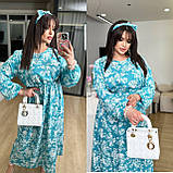 Максіплаття з довгим рукавом на гумці із софту квітковий принт батал, фото 10