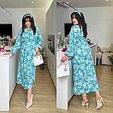 Максіплаття з довгим рукавом на гумці із софту квітковий принт батал, фото 4