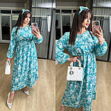 Максіплаття з довгим рукавом на гумці із софту квітковий принт батал, фото 7