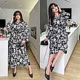 Максіплаття з довгим рукавом на гумці із софту квітковий принт батал, фото 3