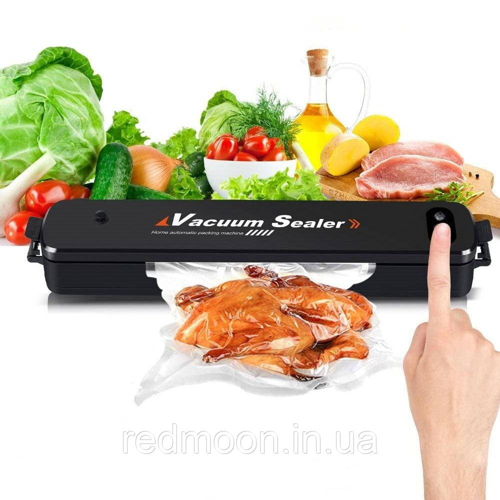 ОПТ від 10 шт, Побутовий вакуумний пакувальник їжі Vacuum Sealer Чорний / Універсальний кухонний вакууматор для їжі