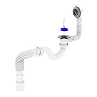 Сифон для ванной ZERIX SV-01-A 1 1 2 прямоточный с выпуском и переливом (ZX4957) BS, код: 8034723
