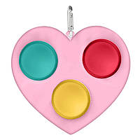 Игрушка антистресс Simple Dimple Розовое Сердечко с карабином 3 пупырки HR, код: 6544024