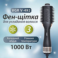 Випрямляч стайлер для волосся з іонізацією 3 температури 1000 Вт професійна фен гребінець VGR V-492