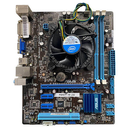 Комплект: Материнська плата Asus P8H61-M LX2 / Задня заглушка + Intel Core i5-2400 (4 ядра по 3.1 – 3.4 GHz) + Кулер BOX, фото 1