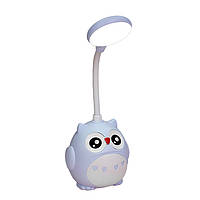 Лампа настільна дитяча акумуляторна з USB 4.2 Вт сенсорний настільний світильник Сова CS-289 Синій