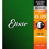 Струны для бас-гитары Elixir 14077 Nanoweb Coated Nickel Plated Steel Light Medium 4-String B TS, код: 6555465