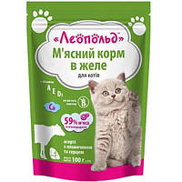 Ассорти с говядиной и сердцем в желе для котов пауч 100 г (24шт уп) ЛЕОПОЛЬД HR, код: 8032712