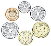 Данія набір із 6 монет 2022 UNC 50 оре, 1, 2, 5, 10, 20 крон