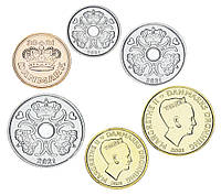 Дания набор из 6 монет 2021 UNC 50 оре, 1, 2, 5, 10, 20 крон