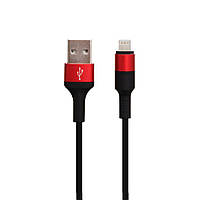 Кабель USB Hoco X26 Xpress Charging USB - Lightning 1м Черно-Красный BS, код: 7588976