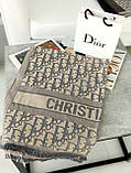 ПАЛАНТИН шарф Christian Dior Жіночий шарф ДИОР сіро-бежевий, фото 2