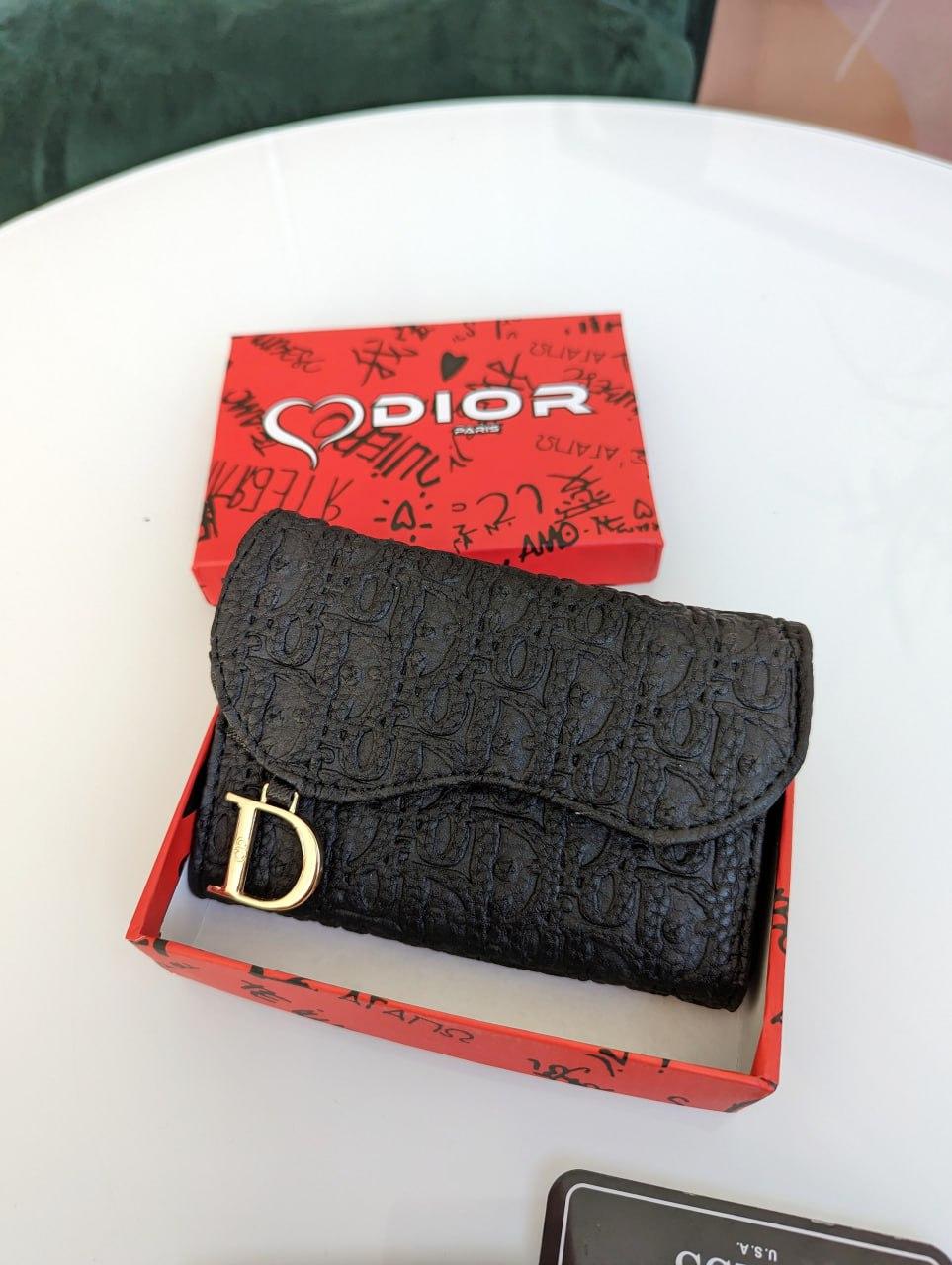 Гаманець Dior жіночий Гаманець Діор чорний стьобаний