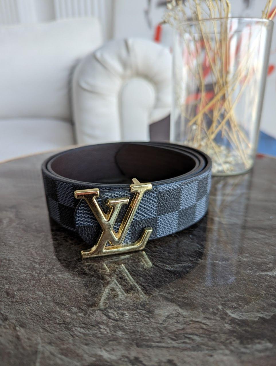 Широкий ремінь Луї Віттон Louis Vuitton чорний у шашки