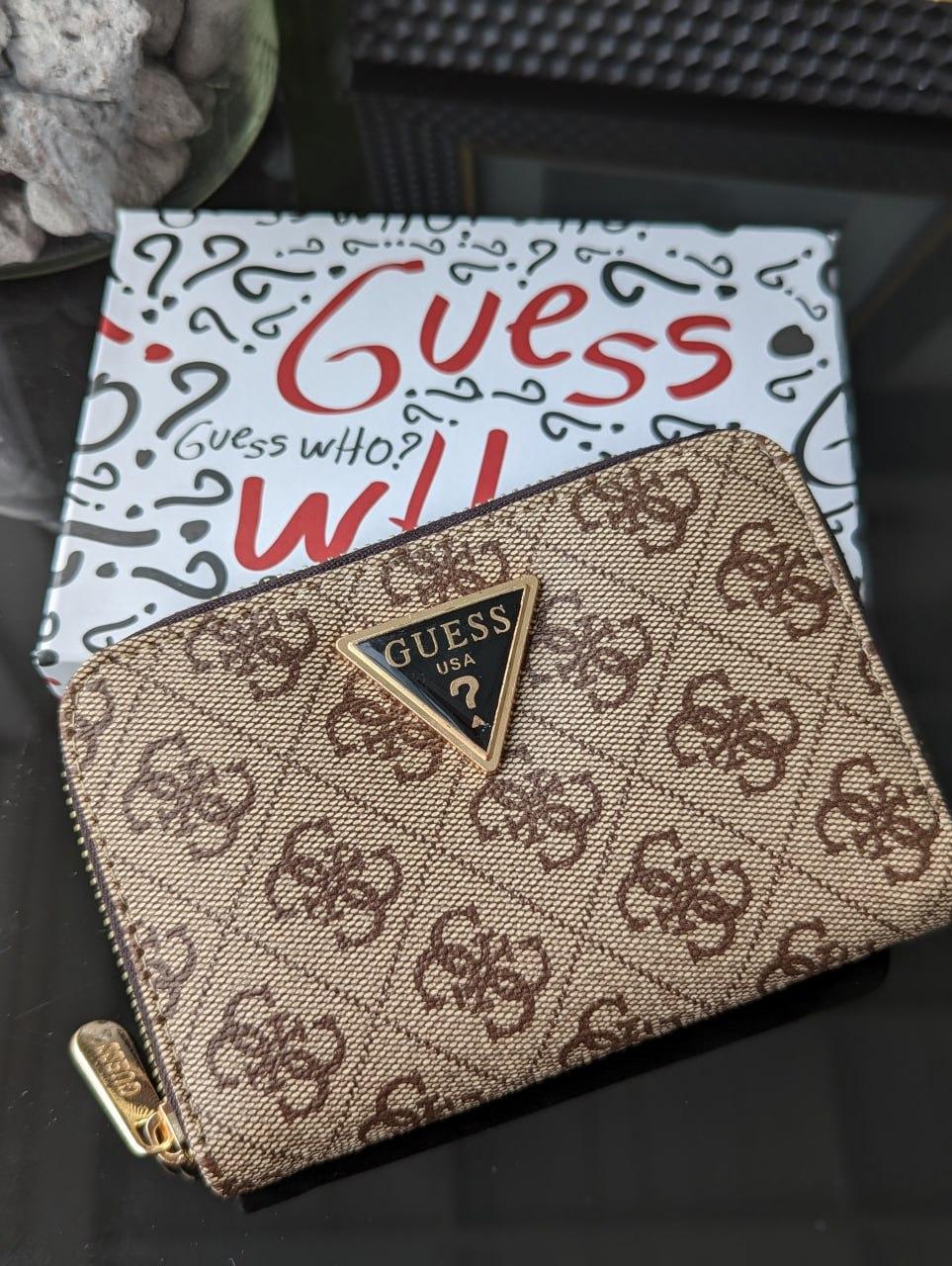 Гаманець Guess жіночий міні Гаманець Гесс темний бежевий