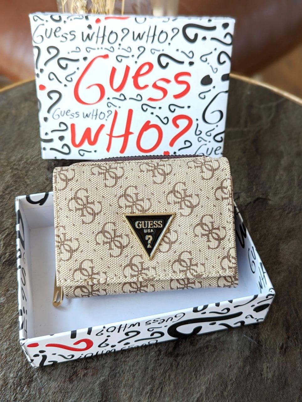 Гаманець Guess жіночий мініконверт Кішельок Гесс бежевий точка