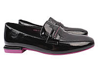 Туфлі жіночі з натуральної лакової шкіри на низькому ходу Чорні Brocoly 320-21DTC 38 TS, код: 7364763