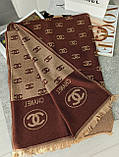Палантин шарф CHANEL жіночий шарф шанель коричнево-бежевий, фото 2