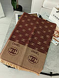 Палантин шарф CHANEL жіночий шарф шанель коричнево-бежевий, фото 3