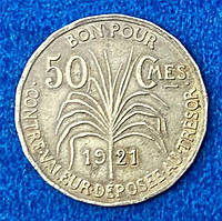 Монета Гваделупи 50 сантим 1921 р