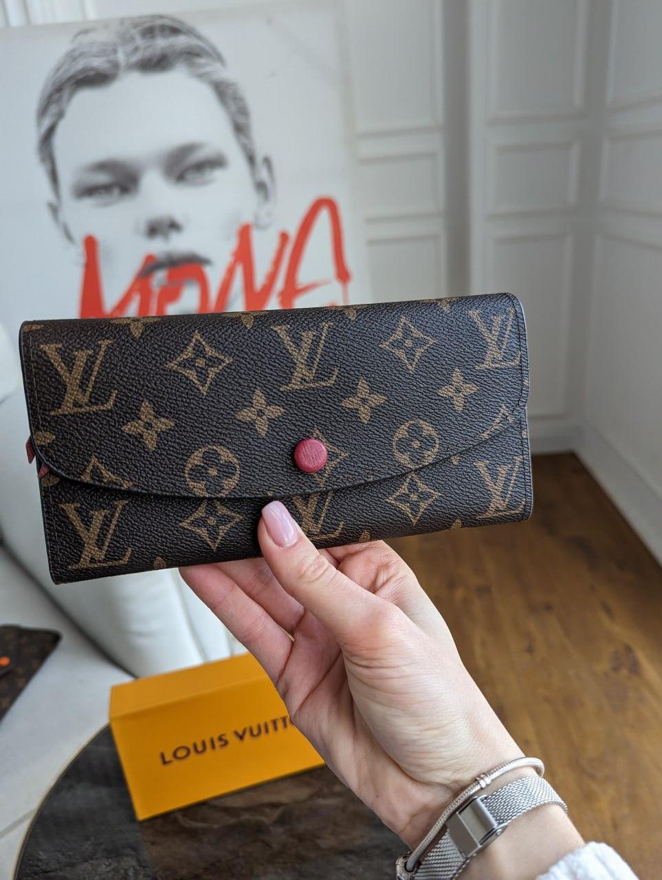 Жіночий гаманець Louis Vuitton коричневий + бордовий великий Луї Віттон