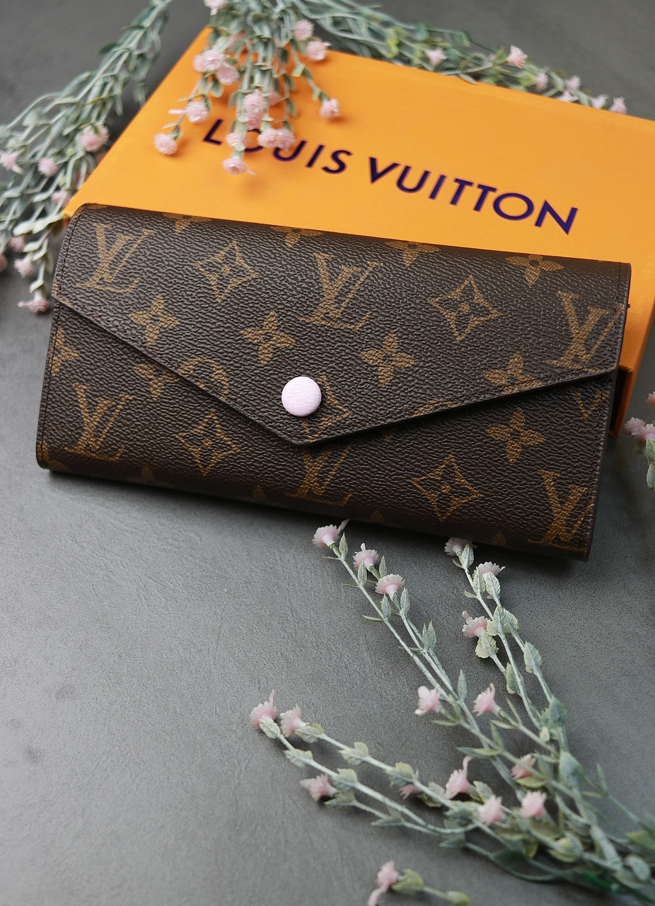 Жіночий гаманець Louis Vuitton коричневий + рожевий великий Луї Віттон
