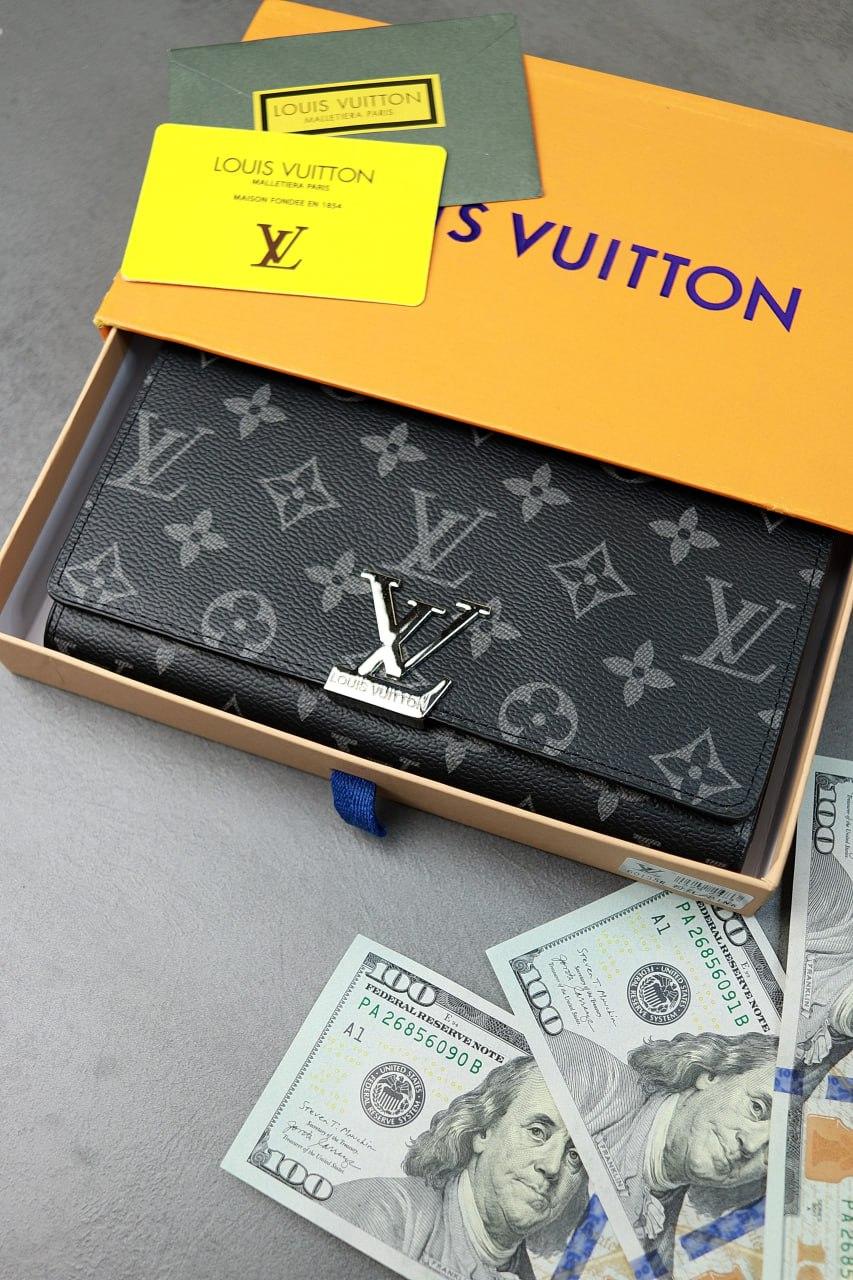 Жіночий гаманець Louis Vuitton чорний великий Луї Віттон