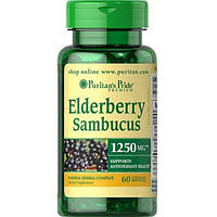 Бузина Puritan's Pride Elderberry Sambucus 1250 MG Supports Antioxidant Health 60 Softgels HR, код: 7518824