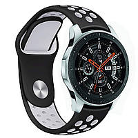 Ремешок силиконовый BeWatch для смарт-часов Samsung Galaxy Watch 46mm Черно-Белый (1020112) BS, код: 1033305