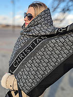 Палантин шарф Christian Dior жіночий шарф темно-сірий