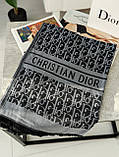 Палантин шарф Christian Dior жіночий шарф чорно-сірий, фото 3