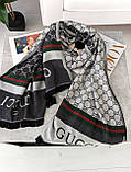 Палантин шарф GUCCI жіночий шарф-гручі світло-сірий, фото 3