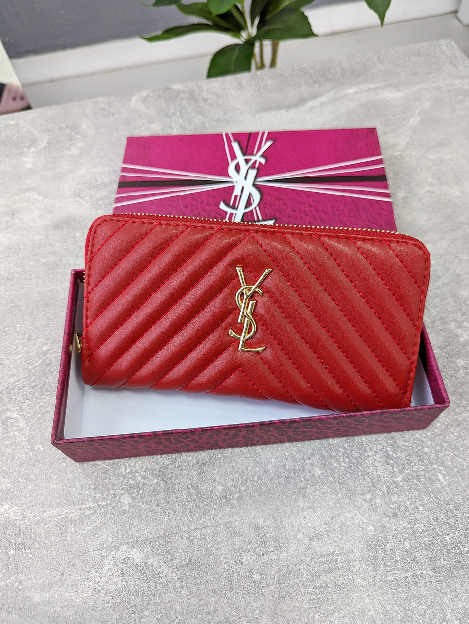 Жіночий гаманець великий Saint laurent — Ів Сен Лоран червоний