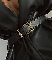 Жіночий ремінь пояс Yves Saint Laurent Лоран чорний вузький