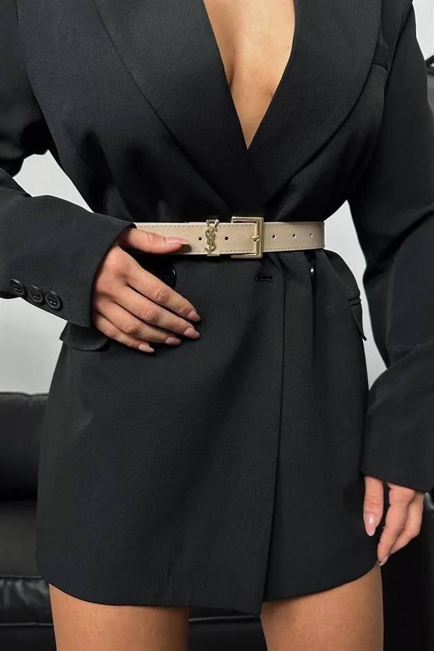 Жіночий ремінь пояс Yves Saint Laurent Лоран бежевий вузький