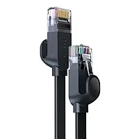 Патч корд Baseus сетевой кабель 10 Гбит\с Ethernet RJ45 Cat 6 плоский 2 м Black (WKJS000101)