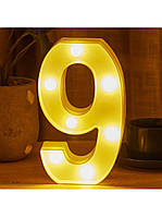 LED цифра 9 светодиодная светящаяся для декора на день рождения, праздник "Wr"