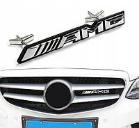 Эмблема надпись передняя AMG на решетку для Mercedes-Benz AMG 190х24