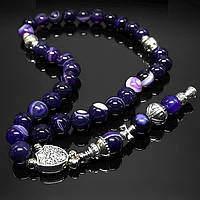 Чітки з натурального каменю Агат фіолетовий 33 намистини