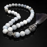 Чітки Корона з натурального каменю Блакитний агат