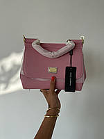 Женская кожаная сумочка дольче габбана розовая Dolce&Gabbana стильная красивая сумочка через плечо